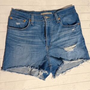 Levi's Blue Distressed Jean Shorts